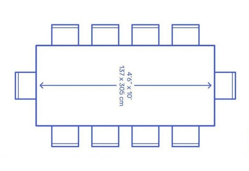 ابعاد استاندارد میز ناهار خوری ۱۰ نفره