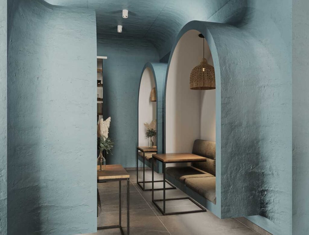 معماری سنتی کویری در طراحی کافه آرکو