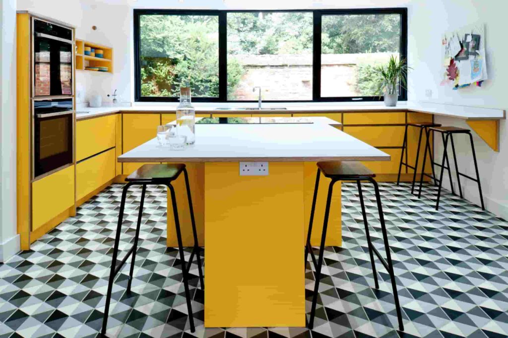 ترکیب تزئین آشپزخانه زرد و مشکی