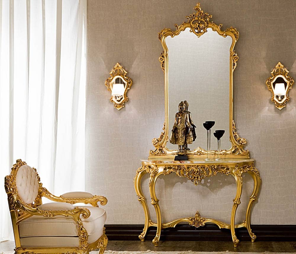 آینه و کنسول سلطنتی در دکوراسیون خانه‌های کلاسیک