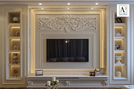 قاب بندی دیوار پشت تلویزیون | ایده‌ های مدرن تی وی وال برای پذیرایی
