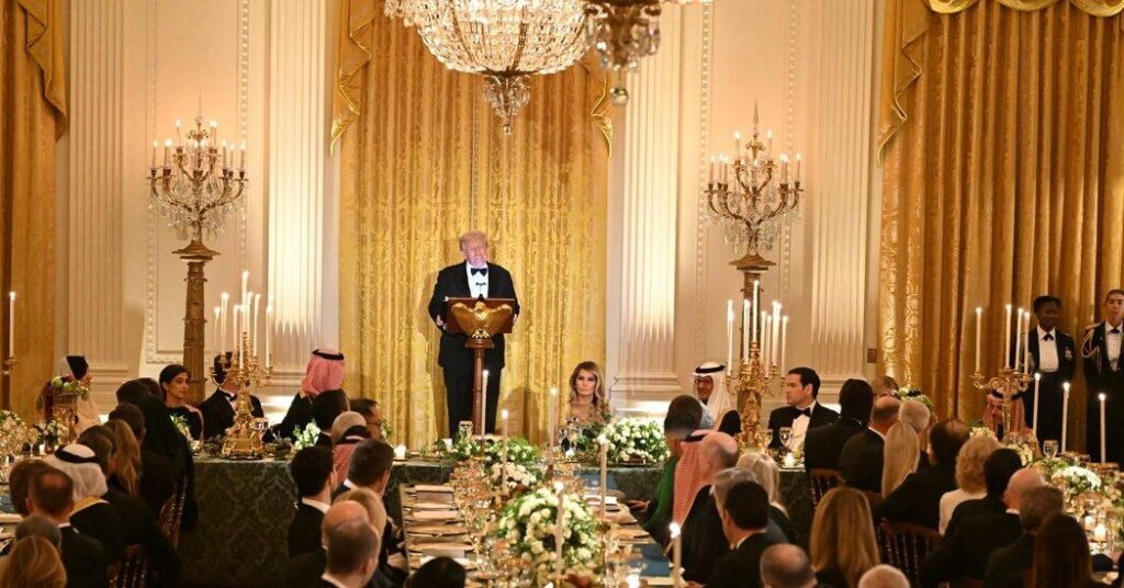 چیدمان میز شام در مهمانی کاخ سفید با حضور جورجینا و رونالدو