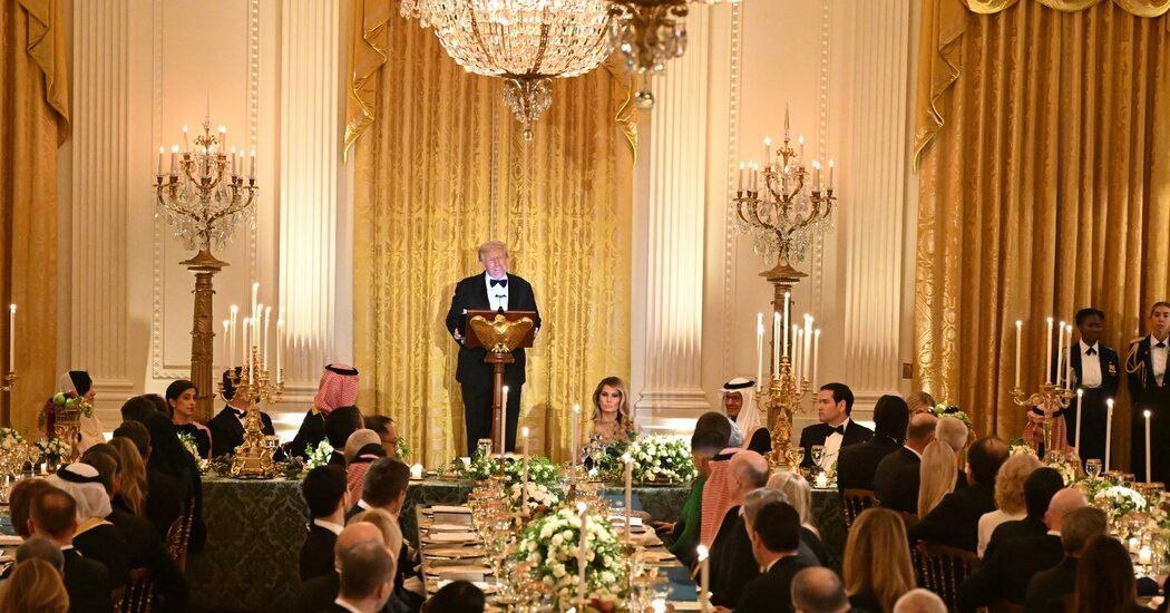 چیدمان میز شام در مهمانی کاخ سفید با حضور جورجینا و رونالدو