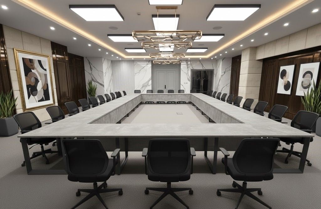 طراحی اتاق کنفرانس حرفه‌ای؛ راهنمای جامع برای ساخت فضایی استاندارد، زیبا و هماهنگ با هویت سازمان