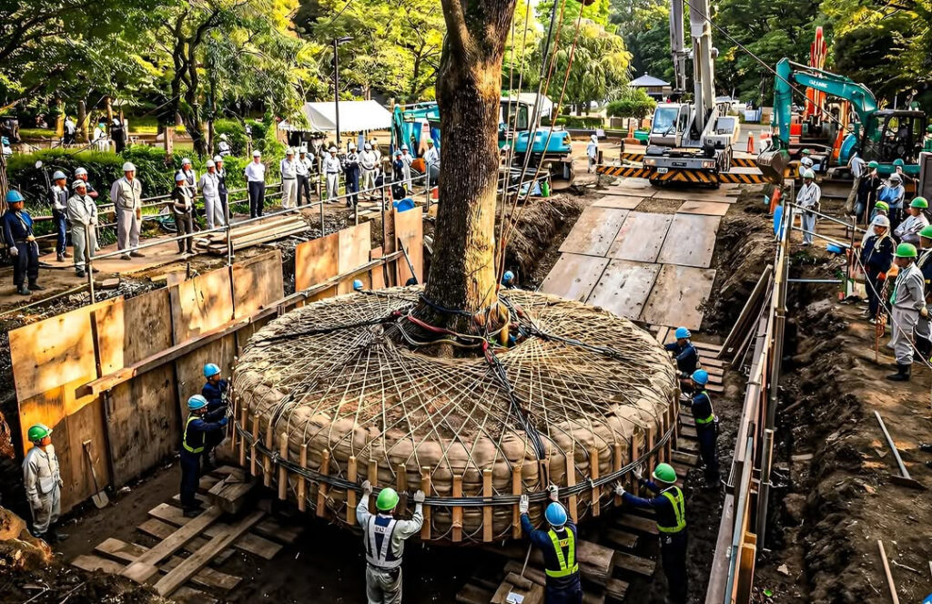 در ژاپن برای ساختن جاده به این شکل درخت‌ها را جابه‌جا می‌کنند